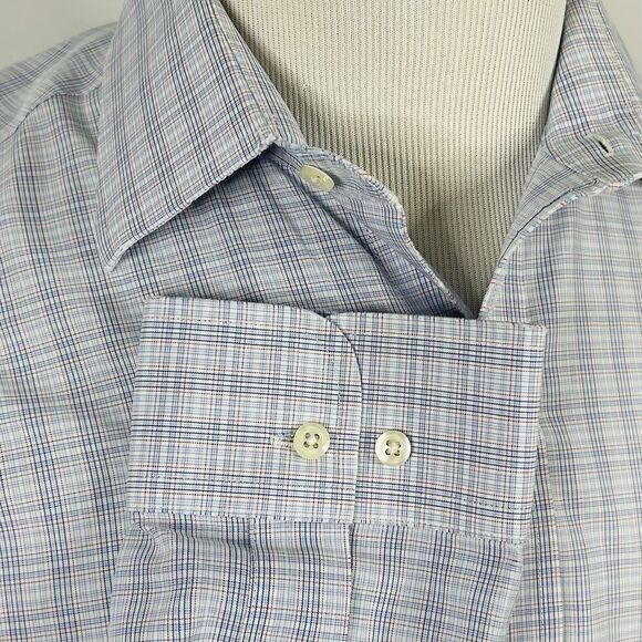 Brooks Brothers 15.5 32/33 Slim Fit Non Iron Dress Shirt Red White Blue Plaid - Picture 4 of 5